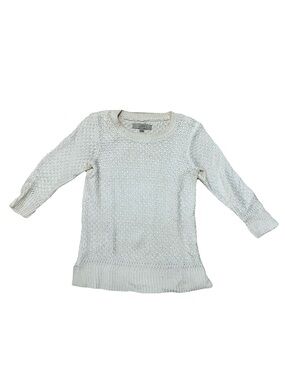 LOFT White Open Knit Pullover Sweater